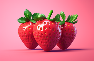 粉红色背景上的个草莓创意背景