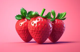 粉红色背景上的个草莓创意背景
