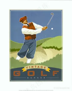 高尔夫球人物水彩插画