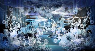 蓝色海洋主题婚礼效果图