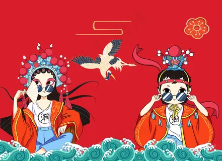 国潮人物红色 国潮人物红色