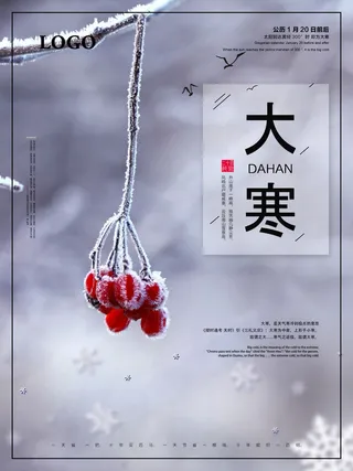 24二十四节气传统节日大寒宣传活动海报插画合集psd设计素材模板