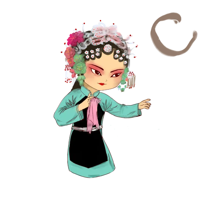 卡通京剧戏剧人物脸谱插画PNG图片 国潮中国风Q版戏剧人物PS素材