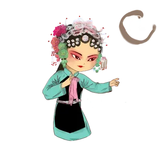 卡通京剧戏剧人物脸谱插画PNG图片 国潮中国风Q版戏剧人物PS素材