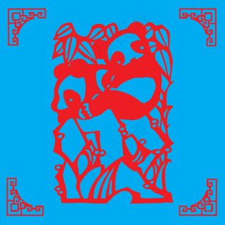 熊猫剪纸 剪纸风元素