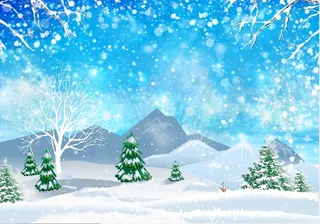 圣诞节白色雪花风景背景墙