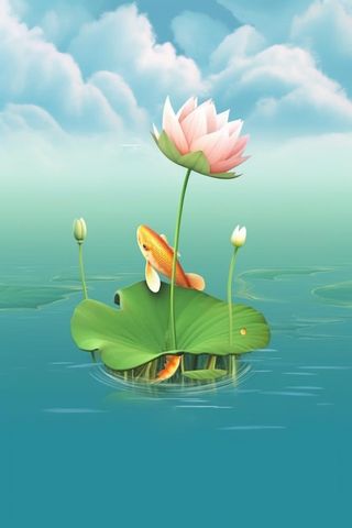 创意清新国风荷花背景图