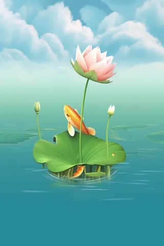 创意清新国风荷花背景图