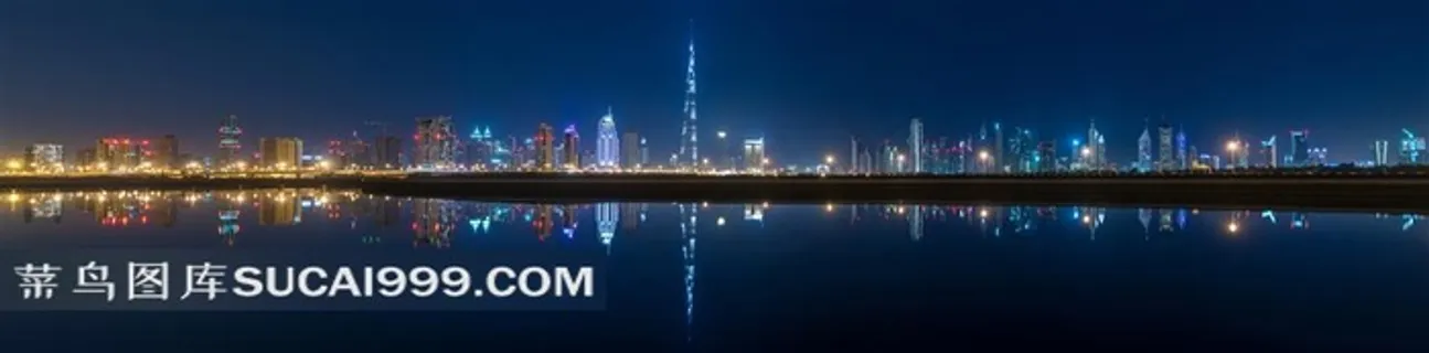 迪拜夜晚全景高清摄影图片