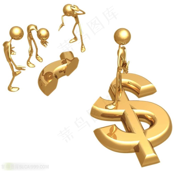 小金人破碎金钱符号素材