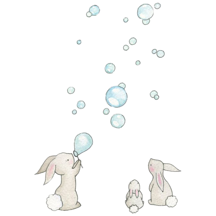 免扣元素  手绘兔子吹泡泡