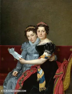 大卫油画母女沙发装饰画 大卫油画母女沙发装饰画