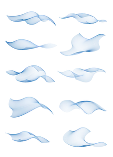 蓝色波纹多种渐变线条科技电商免抠png