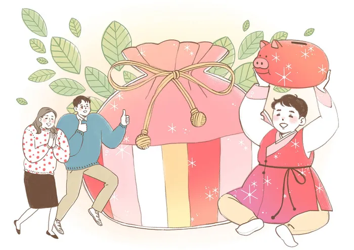 韩国快乐家庭人物插画PSD素材psd模版下载