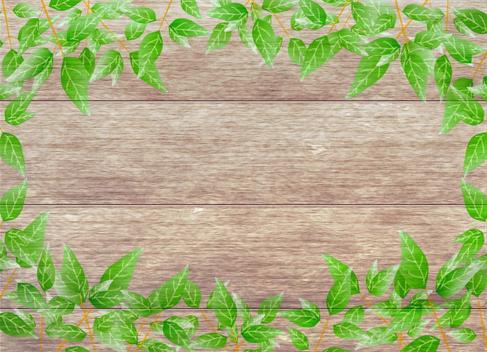 树叶边框木板背景图片