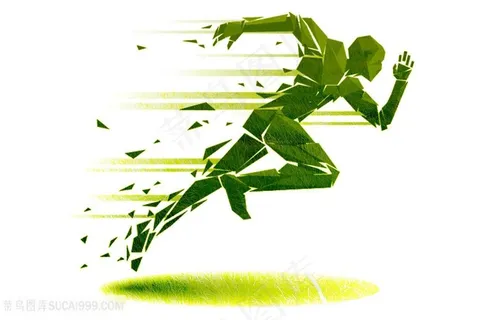 动感奔跑人形绿色背景