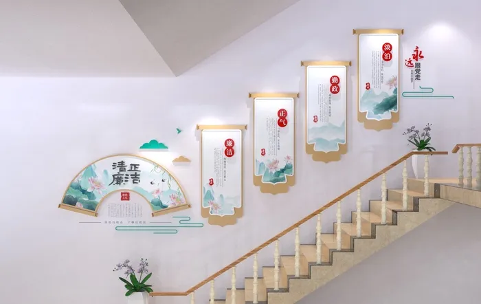 廉洁正直文化墙党建文化墙展馆展厅文化墙ai矢量模版下载