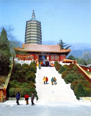 八大处寺庙一景素材图片