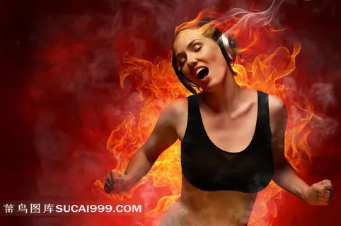 创意音乐发烧性感美女高清图片素材