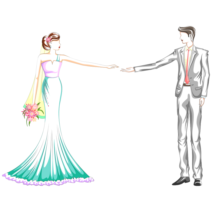 婚纱卡通人物婚礼白纱结婚婚纱摄影手绘