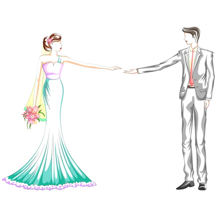 婚纱卡通人物婚礼白纱结婚婚纱摄影手绘
