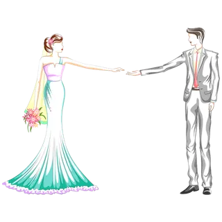 婚纱卡通人物婚礼白纱结婚婚纱摄影手绘