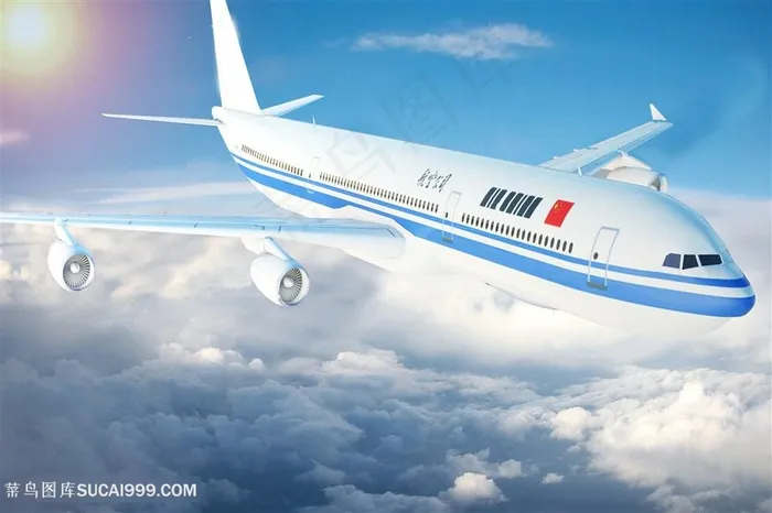 航空运输飞机飞在云层中航天宇宙