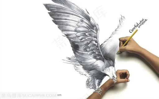 手绘老鹰创意