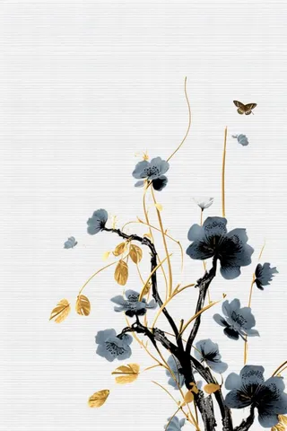 中国风意境线条金色荷花背景