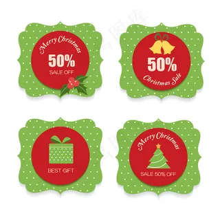 欧式圣诞促销打折标签