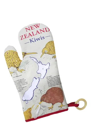 免扣素材带印花图案的微波防烫手套