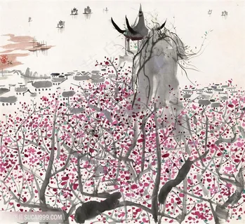 吴冠中手绘水墨斑点树装饰画 吴冠中手绘水墨斑点树装饰画