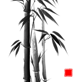 竹子水墨画中国风国画墨水书法竹子画