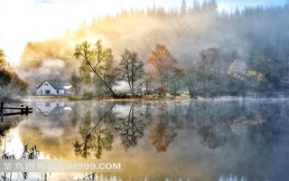 深秋湖泊唯美迷人风景壁纸素材