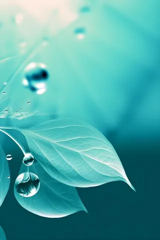 树叶露珠青色大气意境背景