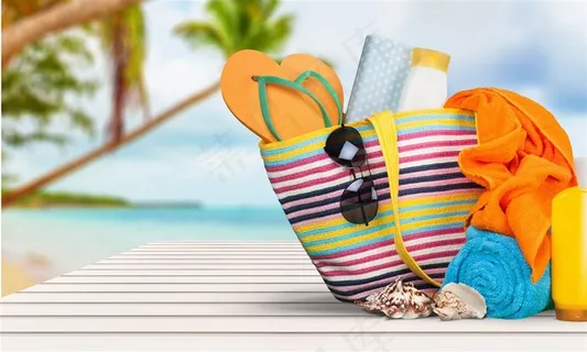 美丽的沙滩凉鞋景色图片