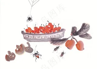 国画瓜果蔬菜鱼虾蟹文化艺术图片素材