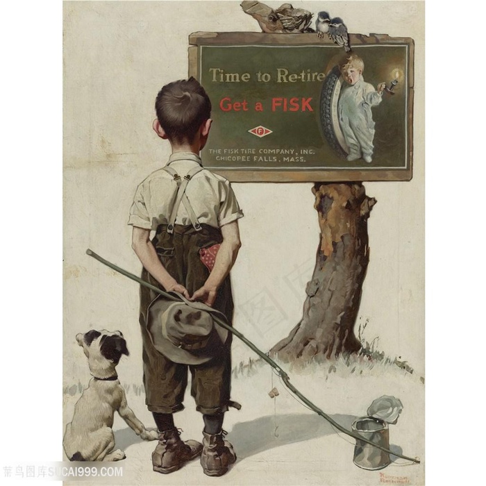 诺曼 · 洛克威尔手绘男孩装饰画