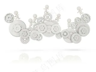 白色3D小人齿轮图片