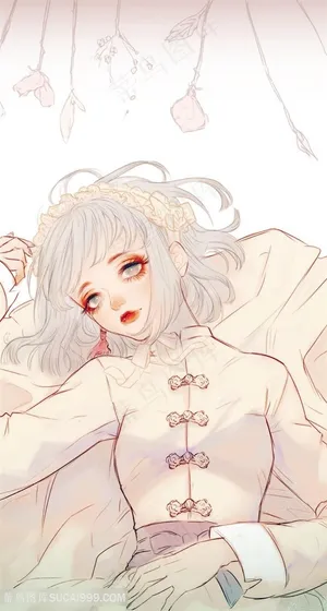 日本穿白色裙子的忧郁伤感女生动漫图片