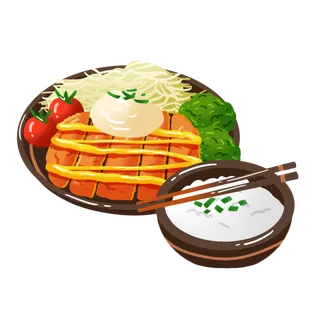 炸猪扒饭免抠素材 