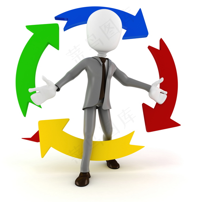 商务小人与循环箭头图片