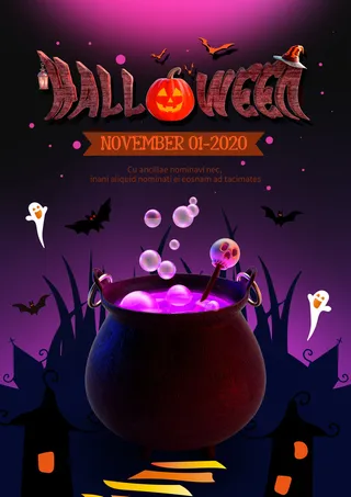 紫色万圣节宣传海报
