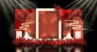 红色中式传统婚礼迎宾区效果图