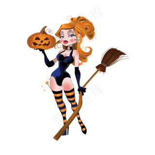 卡通万圣节手绘人物可爱小女孩