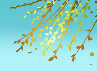 金色柳条柳枝手绘