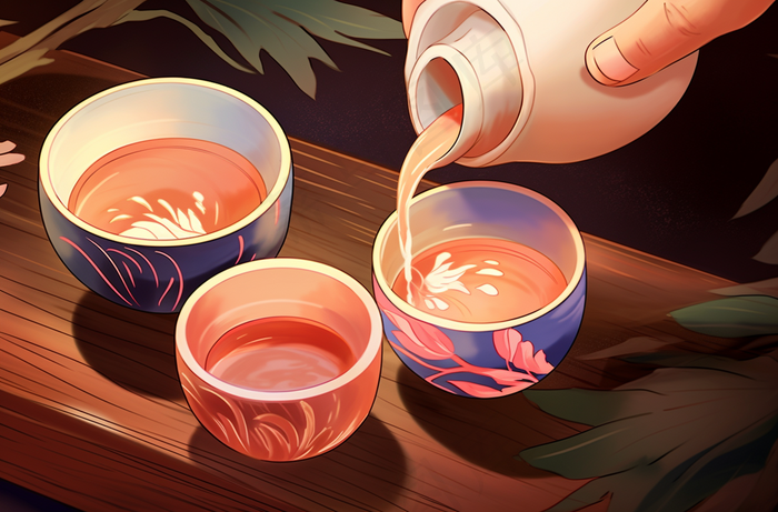 泡茶倒茶茶具插画背景(4080x2688)