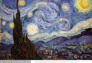著名油画大师梵高油画作品《星空》