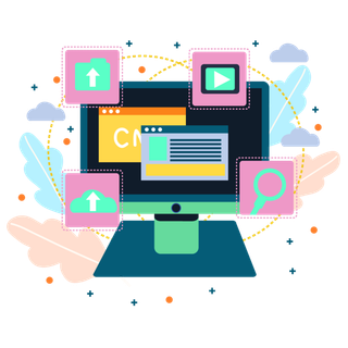 彩色数据组合cms信息管理插画_元素