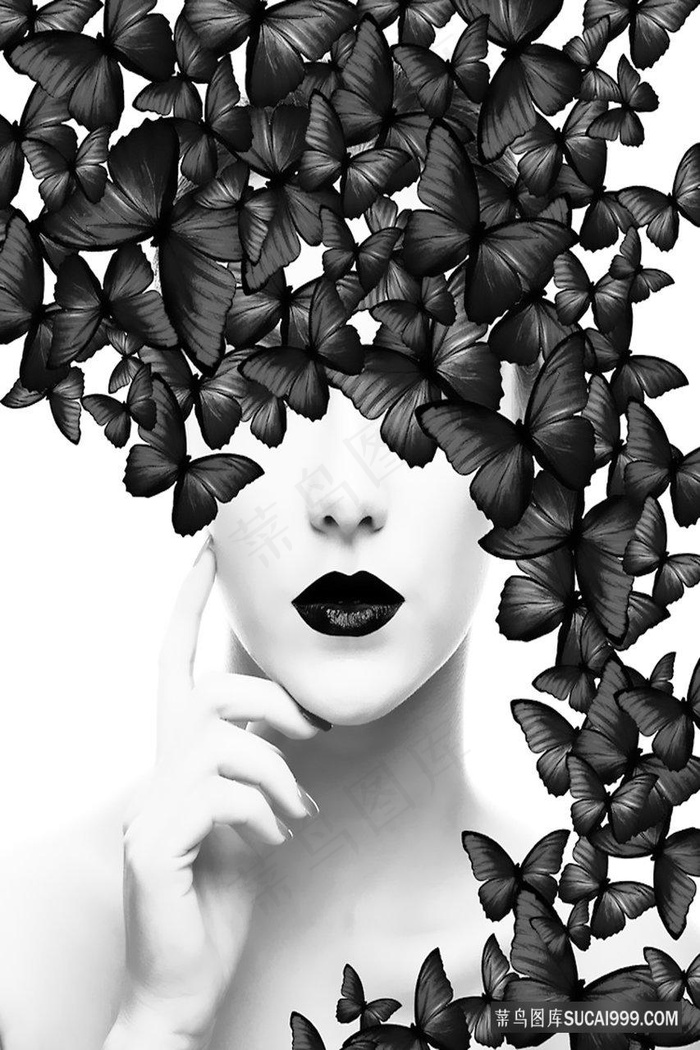 蝴蝶时尚美女装饰画